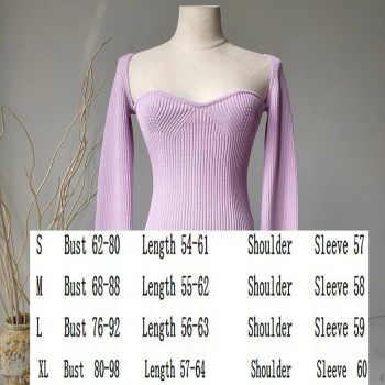 DEAT 2020 new spring and summer fashion women clothes cashmere sqaure collar full sleeves elastic high waist sexy pullover WK080